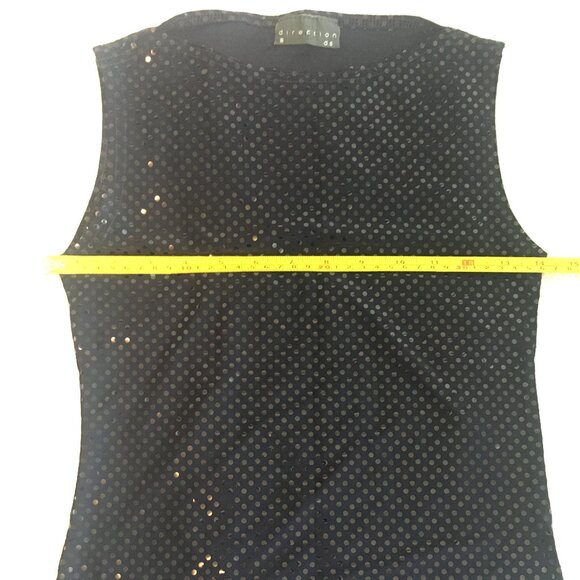 Women's Dark Blue Sequined Sleeveless Top, Size Extra Small - Picture 2 of 3